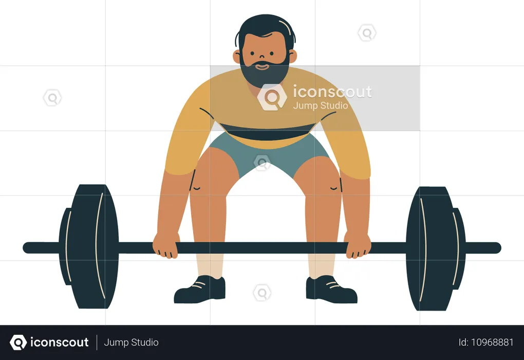 Man Weightlifting with Barbell  Illustration