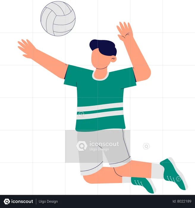 Man Who Wants to Hit a Volleyball  Illustration