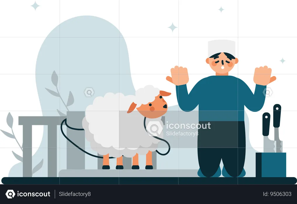 Man will slaughter animals  Illustration