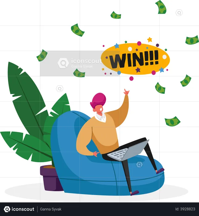 Man winning cashback  Illustration