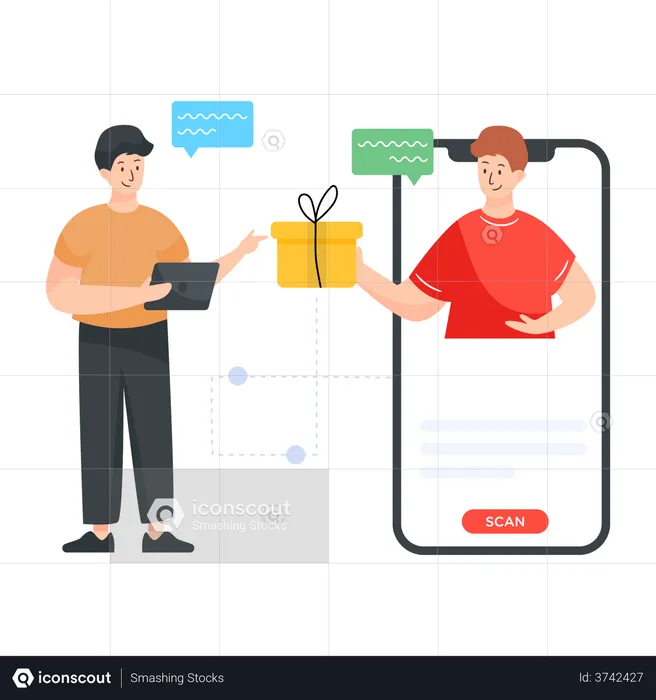 Man winning referral program  Illustration