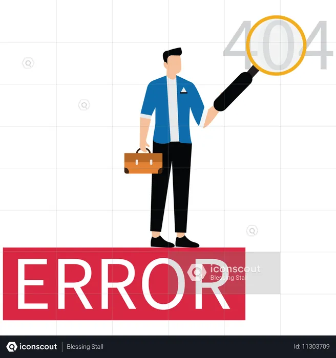 Man with 404 Error Page  Illustration