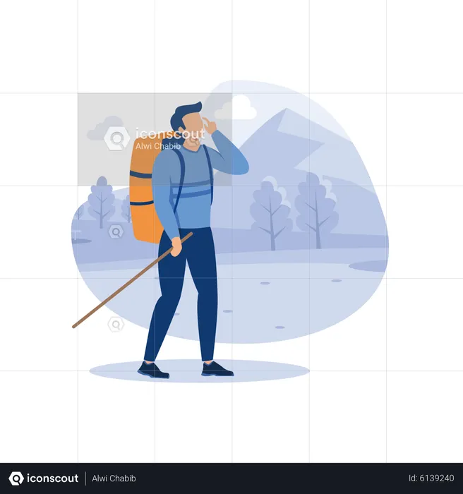 Man with backpack  Illustration