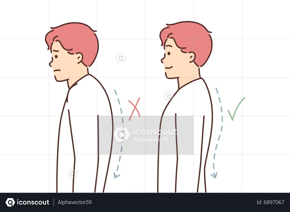 Man with bad body posture  Illustration