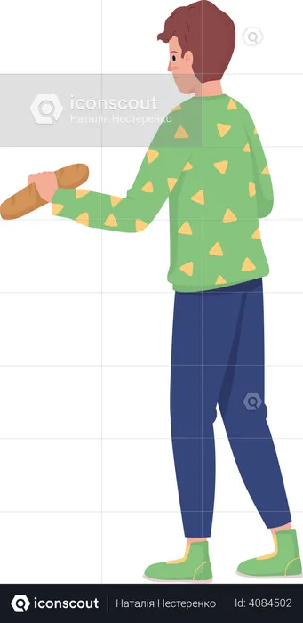 Man with baguette  Illustration