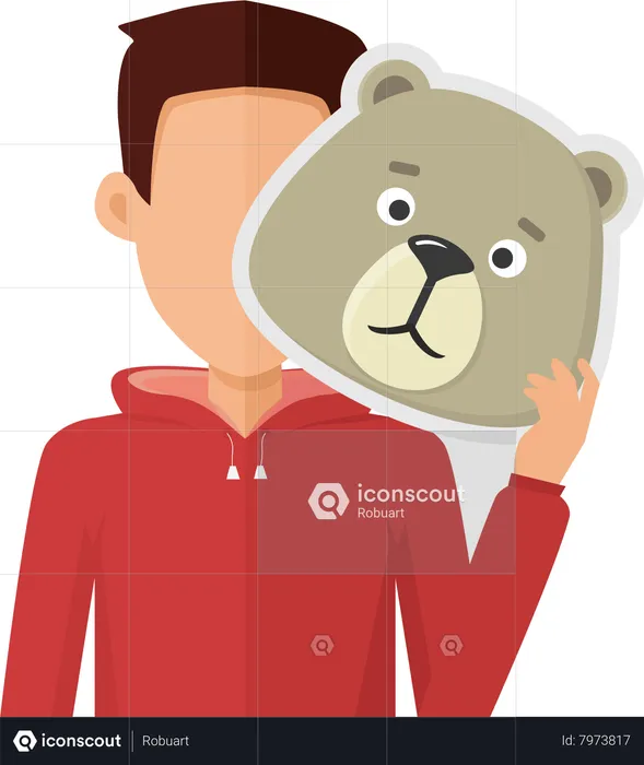 Man with Bear Mask  Illustration