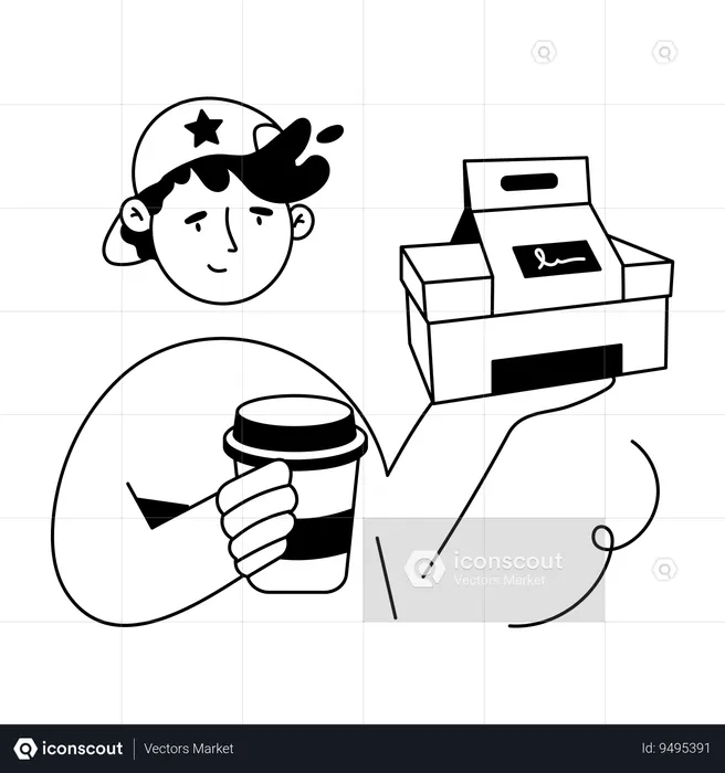 Man with Beverage Delivery  Illustration