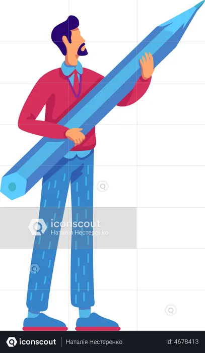 Man with big pencil  Illustration