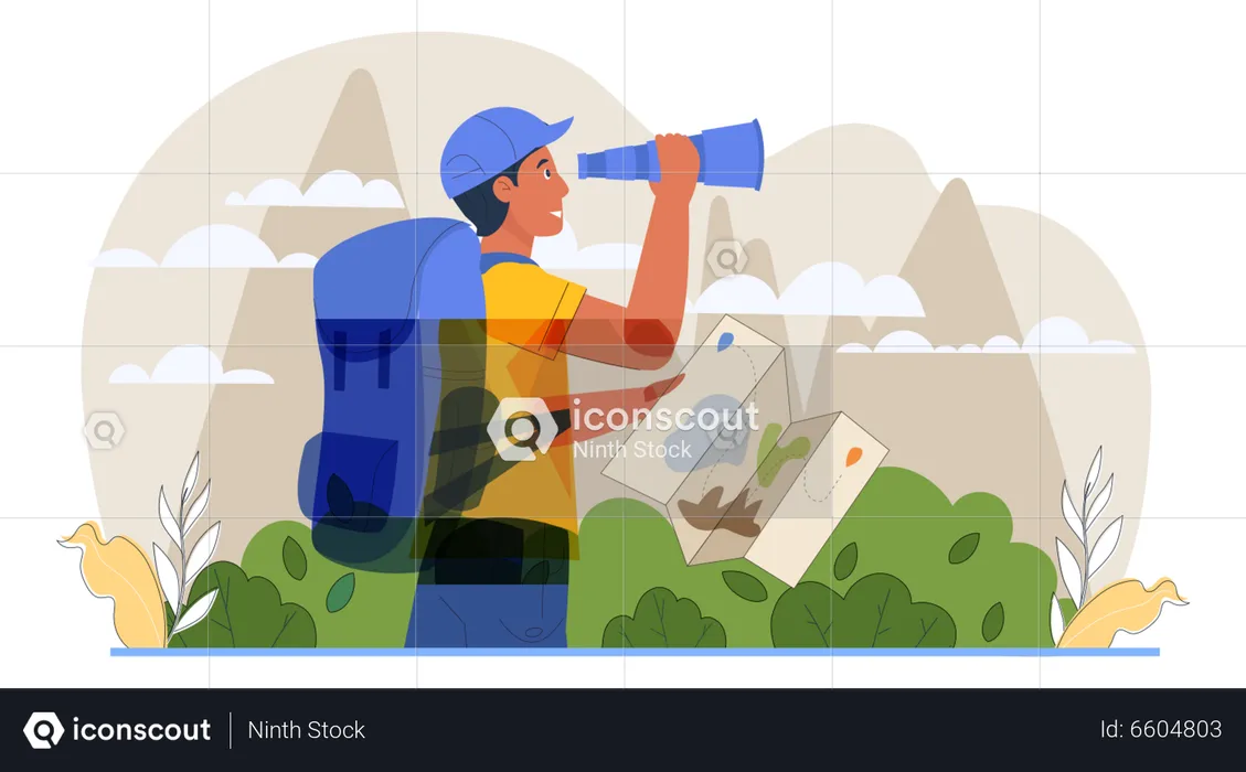 Man with binoculars  Illustration