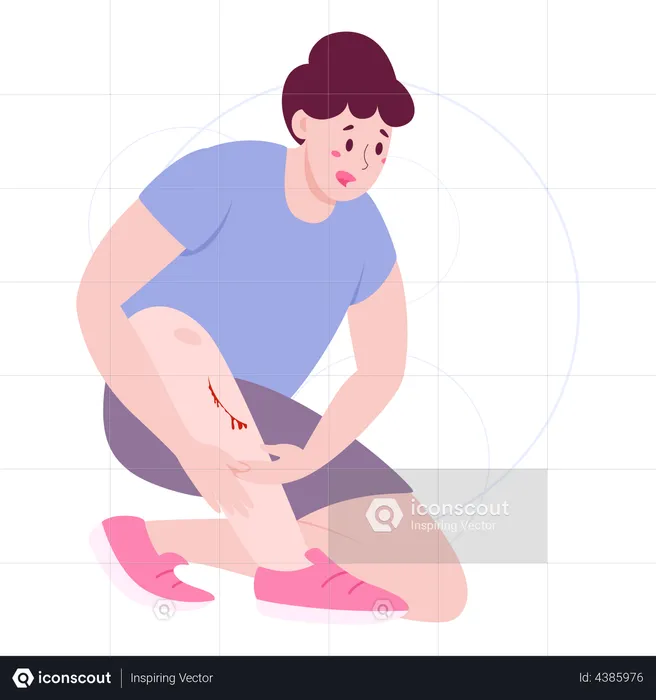 Man with bleeding on knee  Illustration