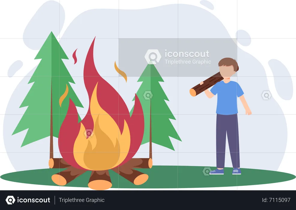 Man with bonfire  Illustration