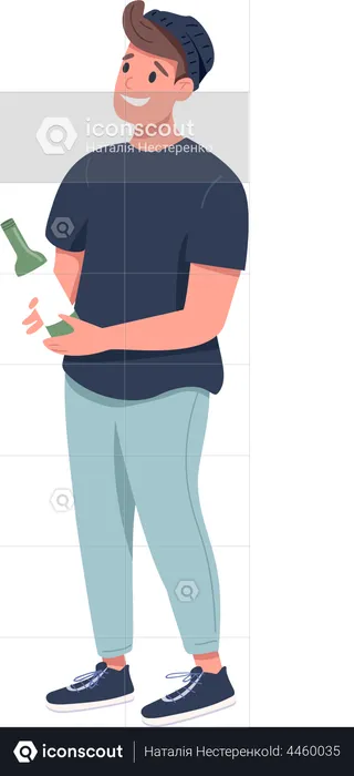 Man with bottle of wine  Illustration