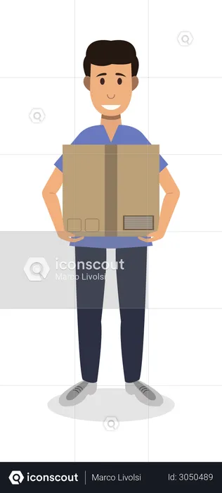 Man With box  Illustration