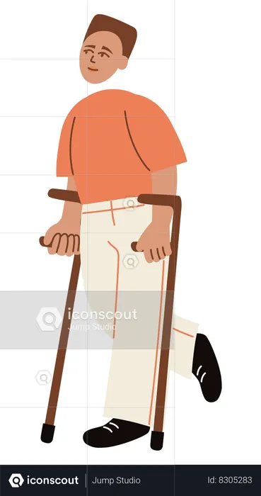 Man with broken leg  Illustration