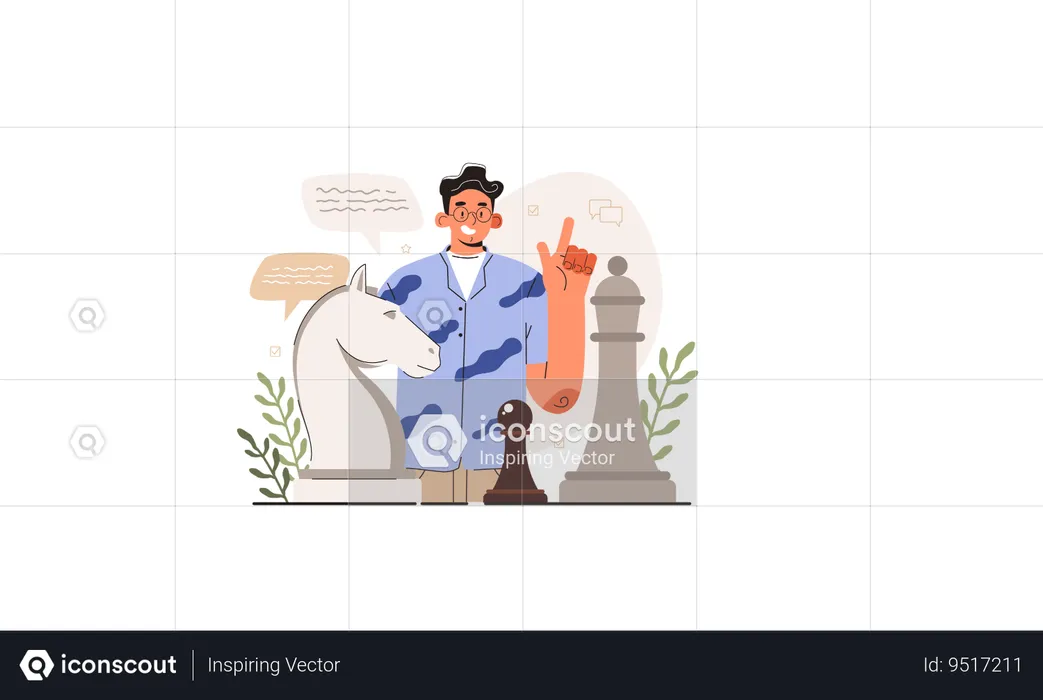 Man with business strategy  Illustration