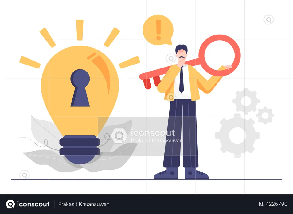 Man with business Success key  Illustration