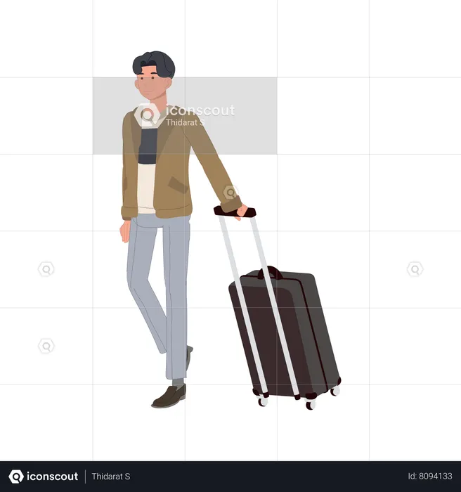 Man with Carry On Baggage  Illustration