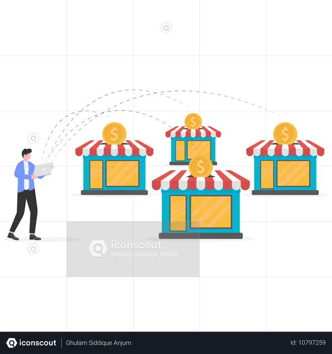 Man with Chain store management,  Illustration