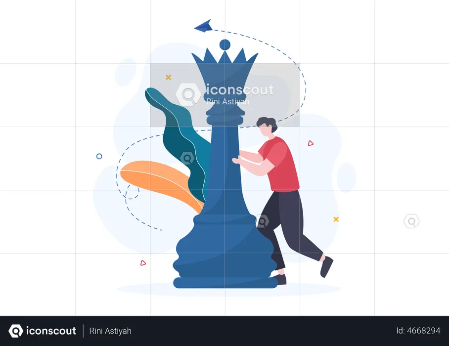 Man with chess piece  Illustration