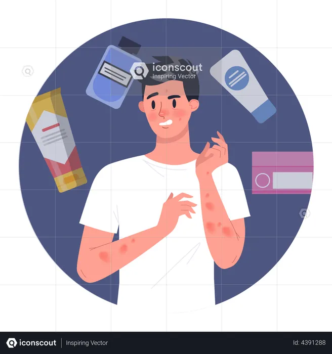Man with cosmetic allergy  Illustration