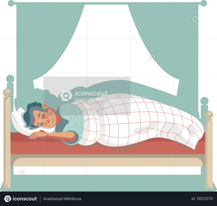 Man With Covid Sleeping  Illustration