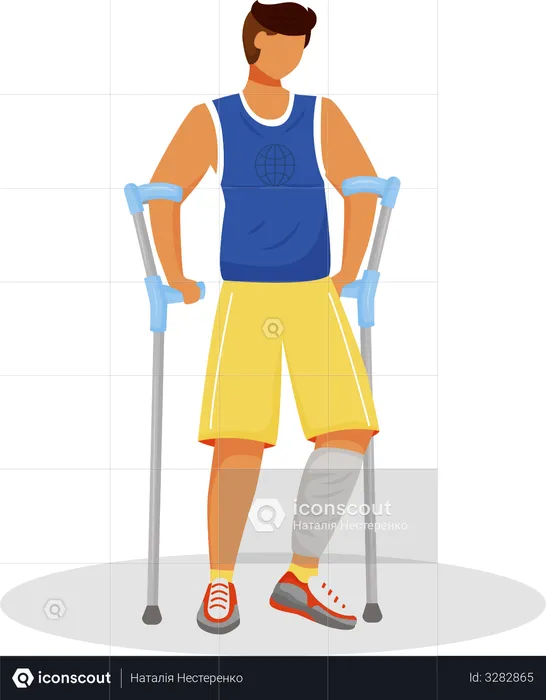 Man with crutches  Illustration