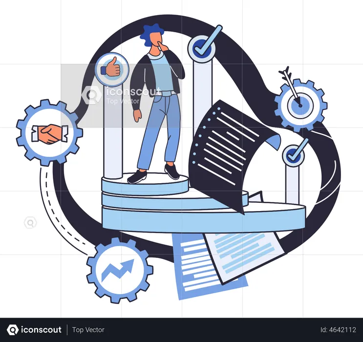 Man with data analytics report  Illustration