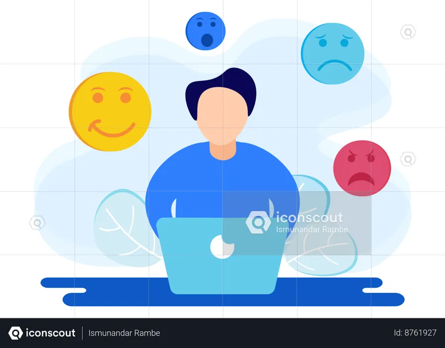 Man With Different Emotions Emoji Illustration