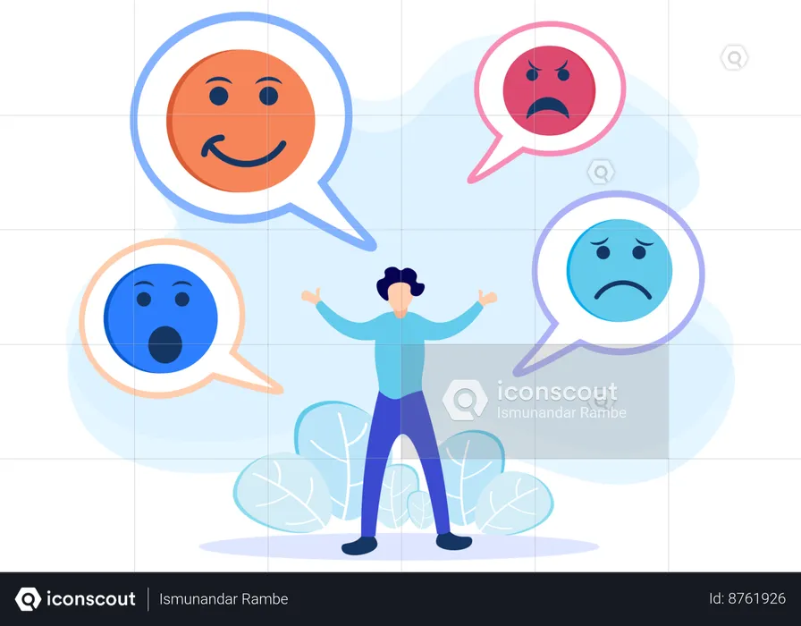 Man With Different Moods Emoji Illustration