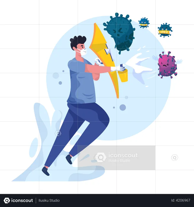 Man with disinfectant spray  Illustration