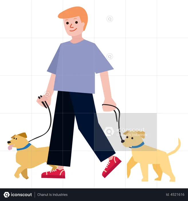 Man with dog  Illustration