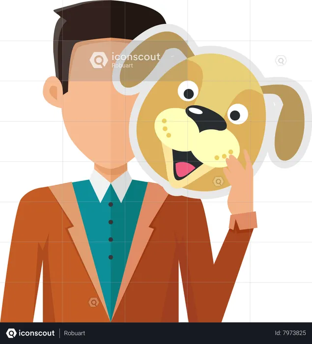 Man with Dog Mask  Illustration