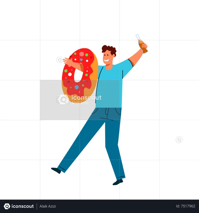 Man with donut  Illustration