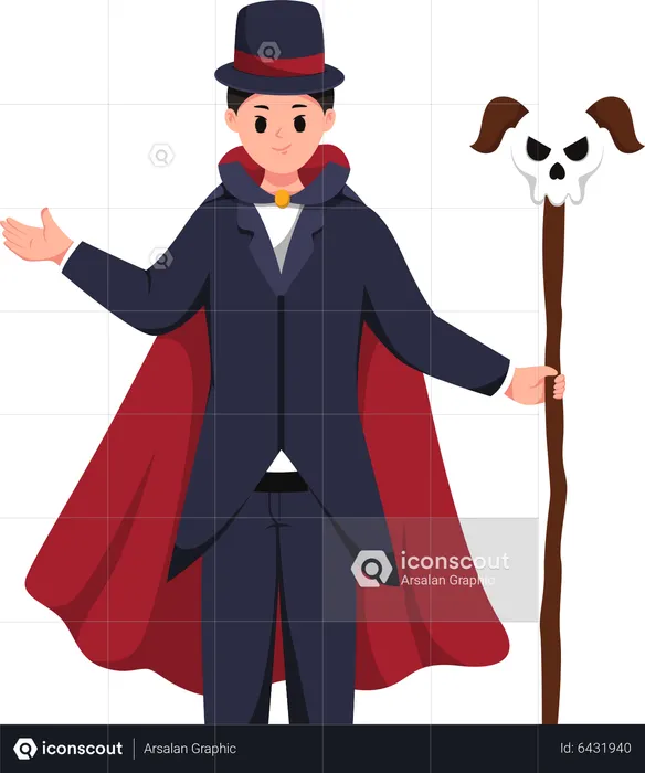 Man with Dracula Costume  Illustration