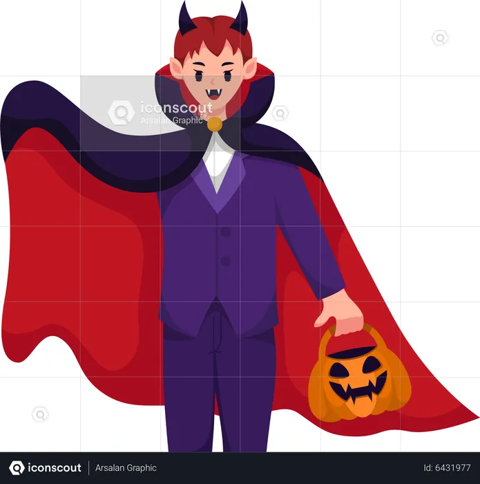 Man with Dracula Costume  Illustration