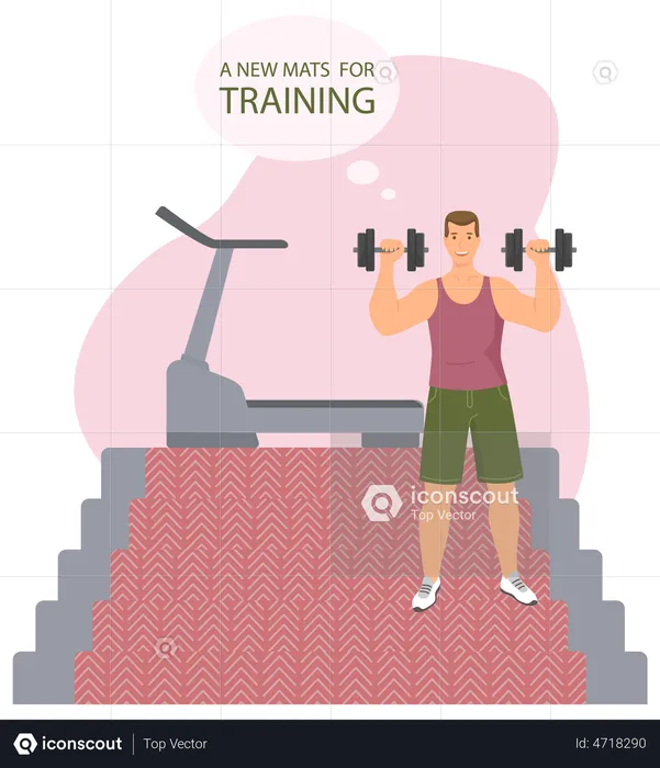 Man with dumbbells training apparatus  Illustration