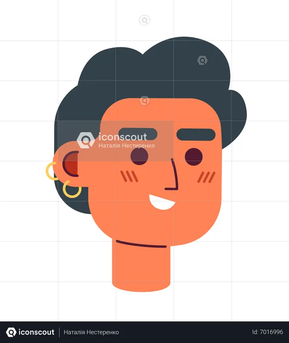 Man with ear piercings  Illustration