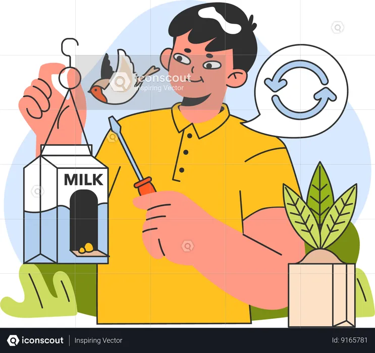 Man with eco-friendly life-style  Illustration