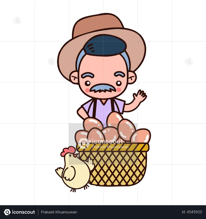 Man with egg basket  Illustration