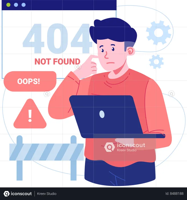 Man with Error 404 Not Found  Illustration