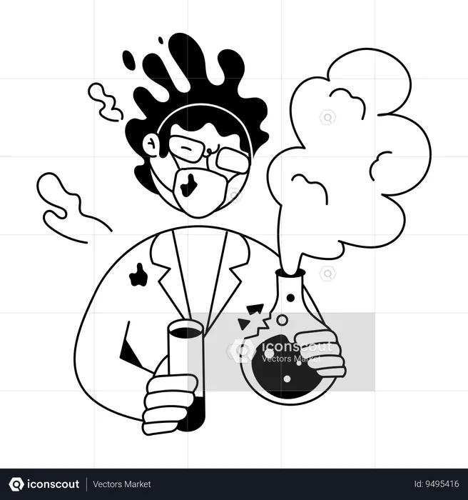 Man with Experiment Fail  Illustration