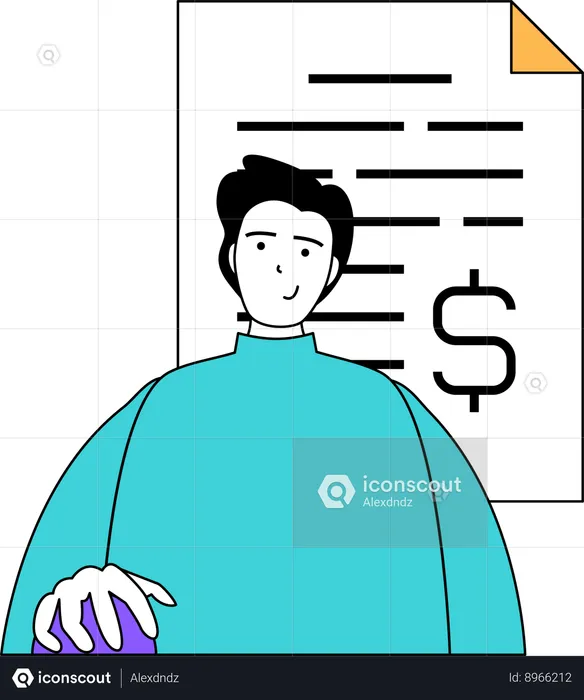 Man with financial report  Illustration