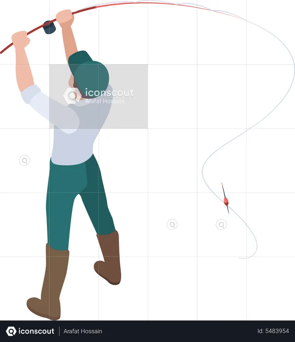 Man with fishing rod  Illustration