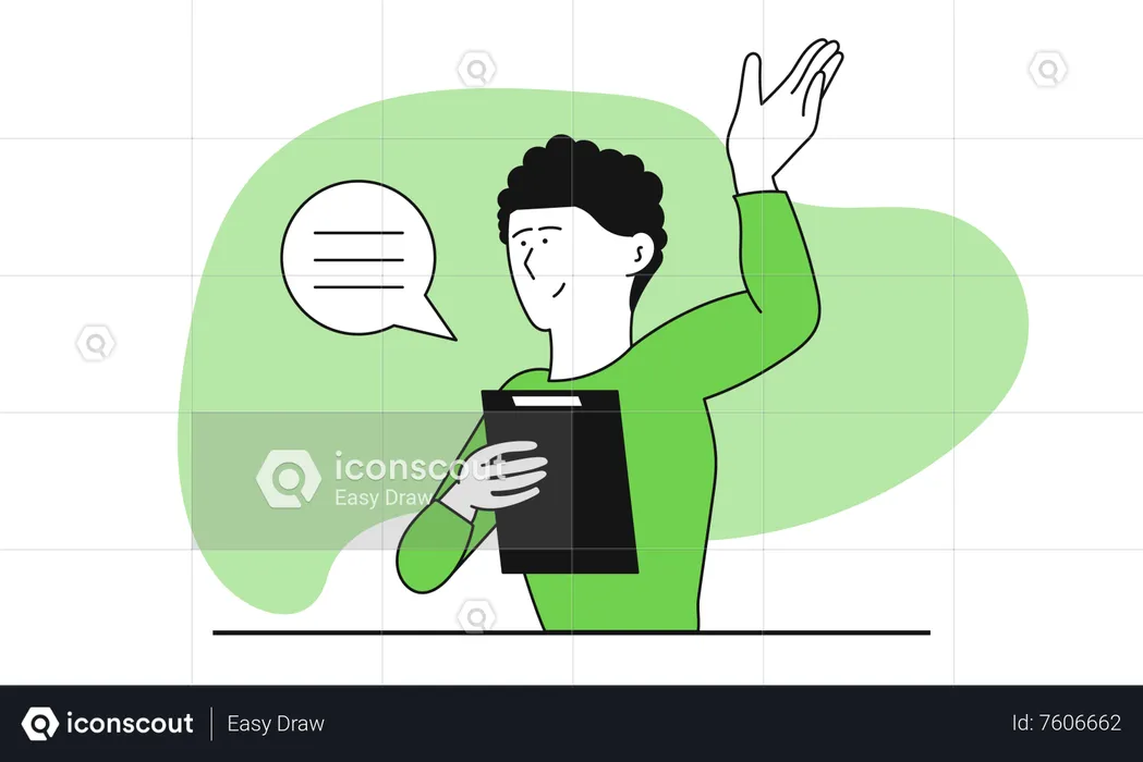 Man with folder speaks  Illustration