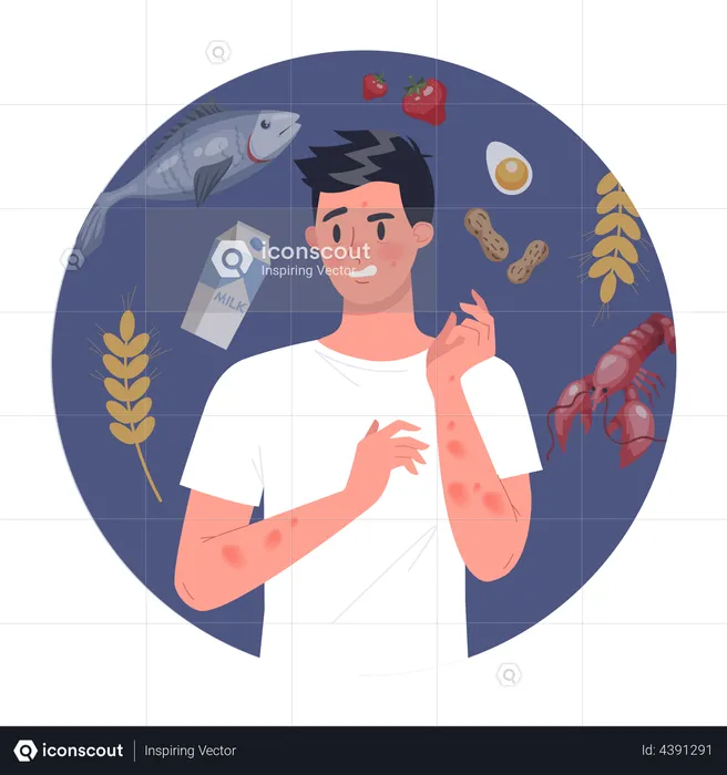 Man with food allergy  Illustration