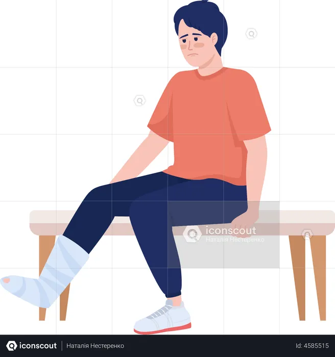 Man with fractured leg  Illustration