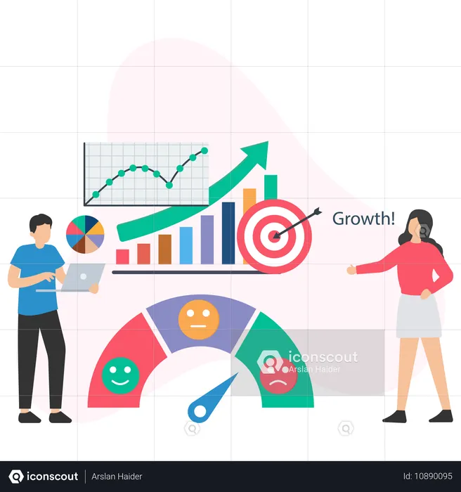 Man with Growth strategies  Illustration