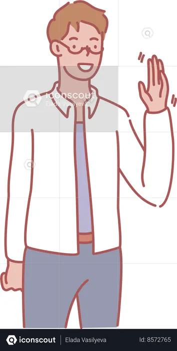 Man with hand up  Illustration