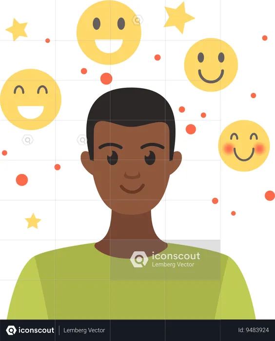 Man with Happy emotion  Illustration
