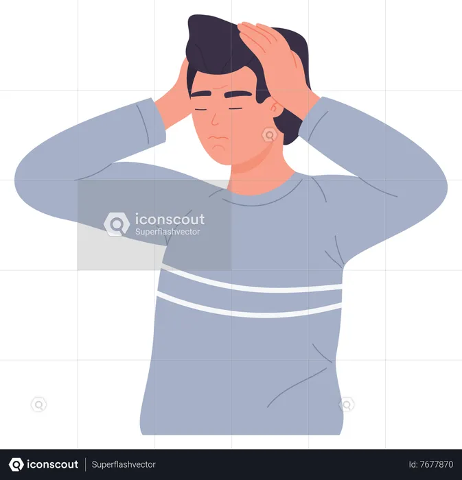 Man With Headache  Illustration